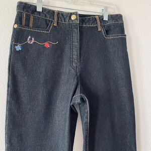 Women's Flecce Jeans High Rise Embroidered Size 30 Made in Korea